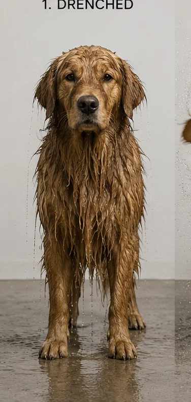 Drenched dog