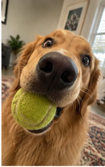 A golden retriever at the museum