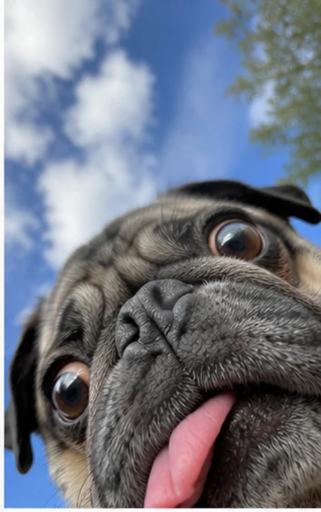 Grey pug selfie
